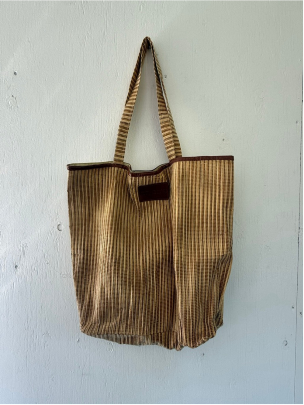 Chico’s Striped Woven Straw Tote Bag - Tan & Cream Boho Beach Bag - Picture 7 of 7